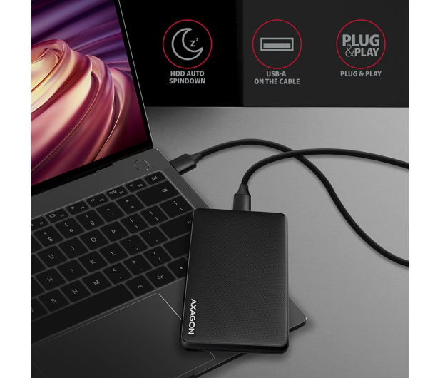 Axagon EE25-SL, USB 3.2 Gen 1 - SATA 6G, 2.5" SLIDE box, bezśrubowy - 1353406 - zdjęcie 6